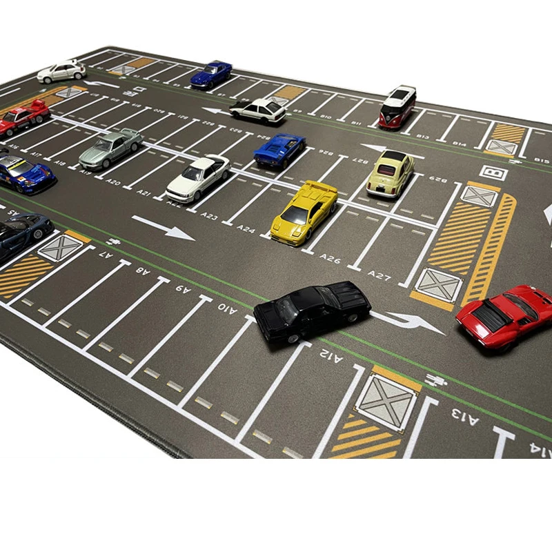 80CM 1:64 Scale Car Scene Mat Large Parking Lot Mat for Diecast Model Vehicle Scene Display Toy Mouse Pad Scene Display