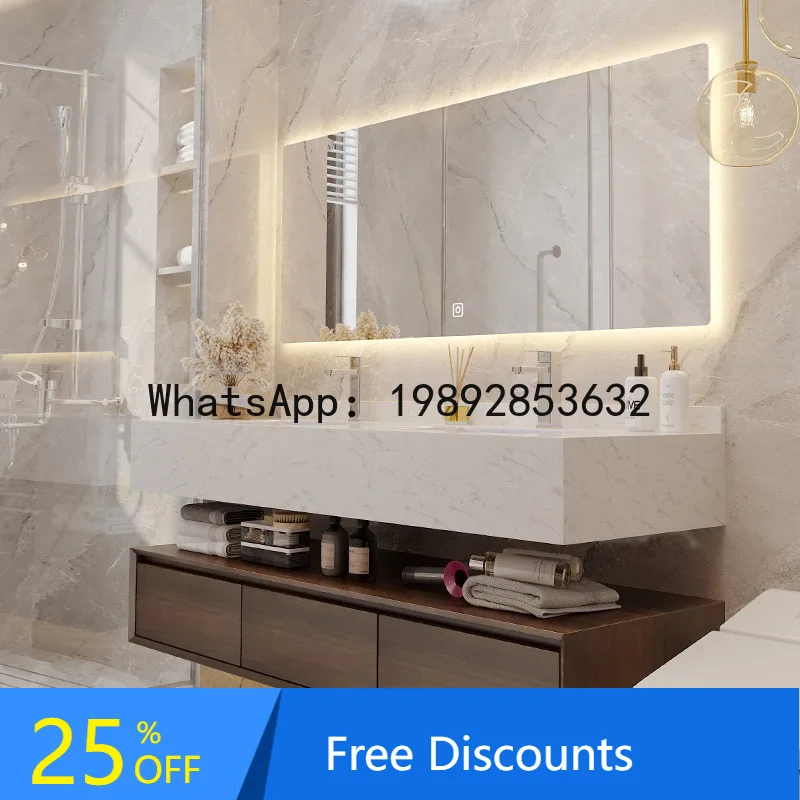 

CZ Marble Basin Simple Washbasin Bathroom Sink Integrated Smart Mirror Cabinet