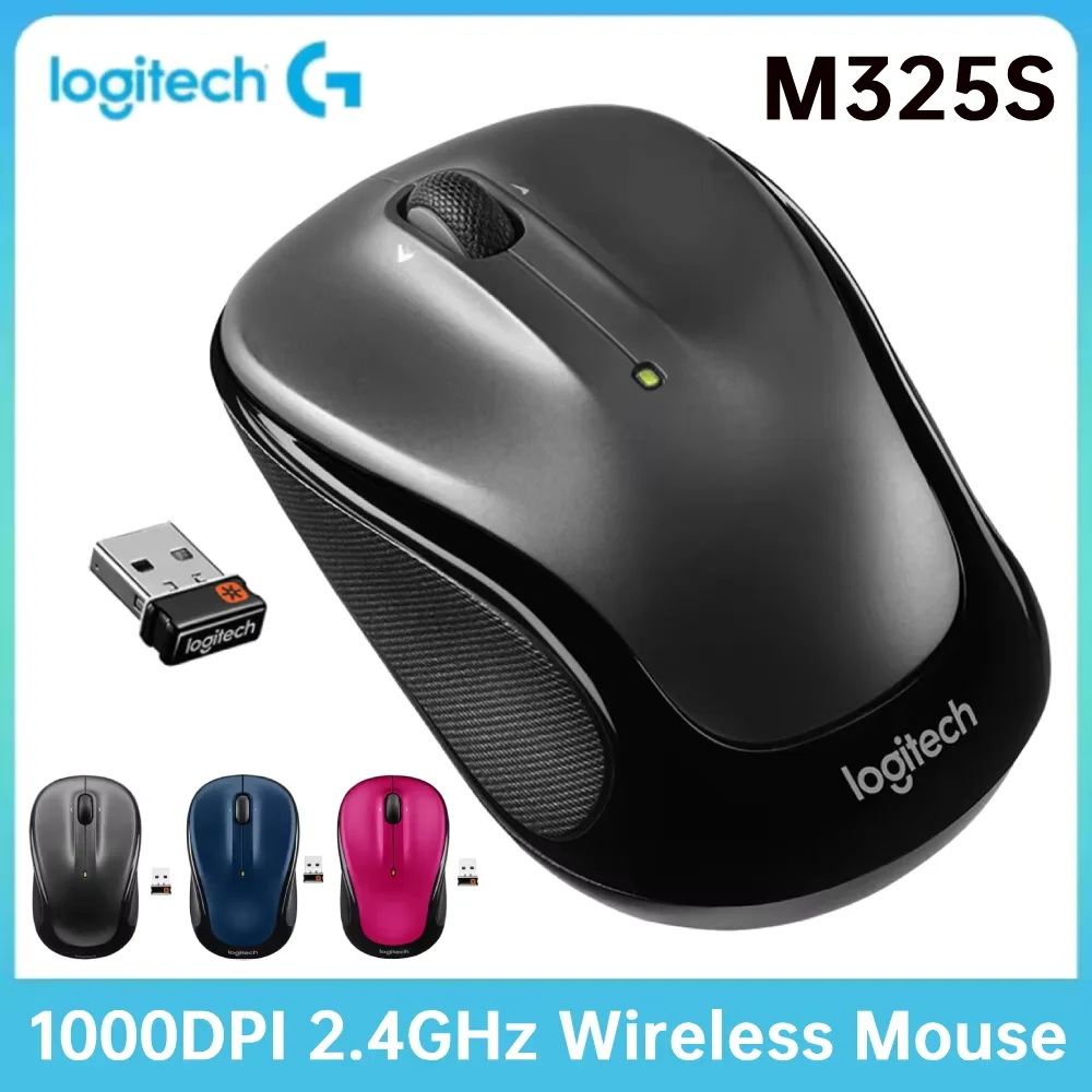 Logitech M325S 3 teclas 2,4G USB ratón inalámbrico 1000DPI receptor unificador ratones ópticos ergonómicos para negocios portátil Oficina