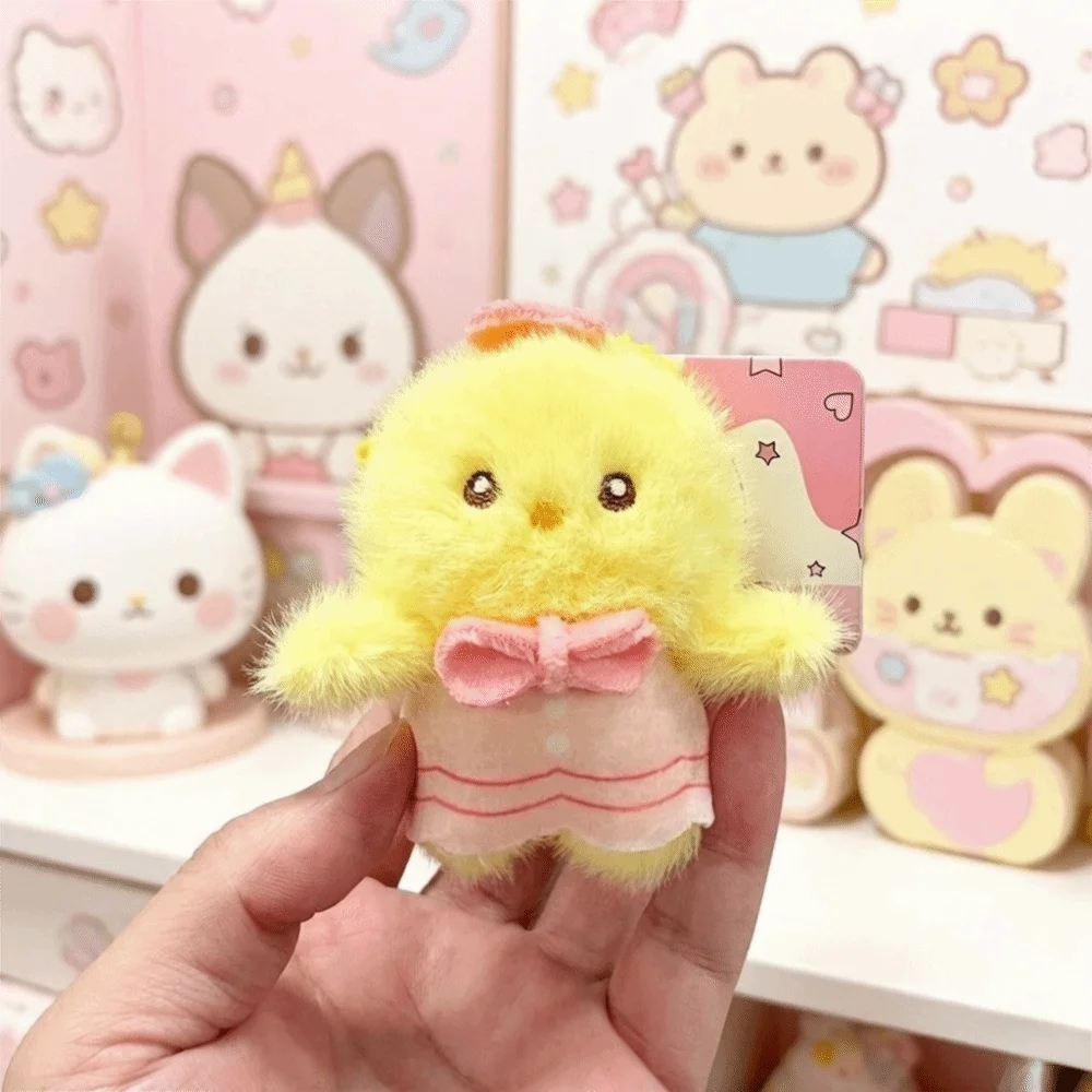 Fluffy Plush Toy Keychain Multicolor Small Size Plush Hanging Doll Cartoon Design Soft Plush Doll Keyring School Bag Pendant