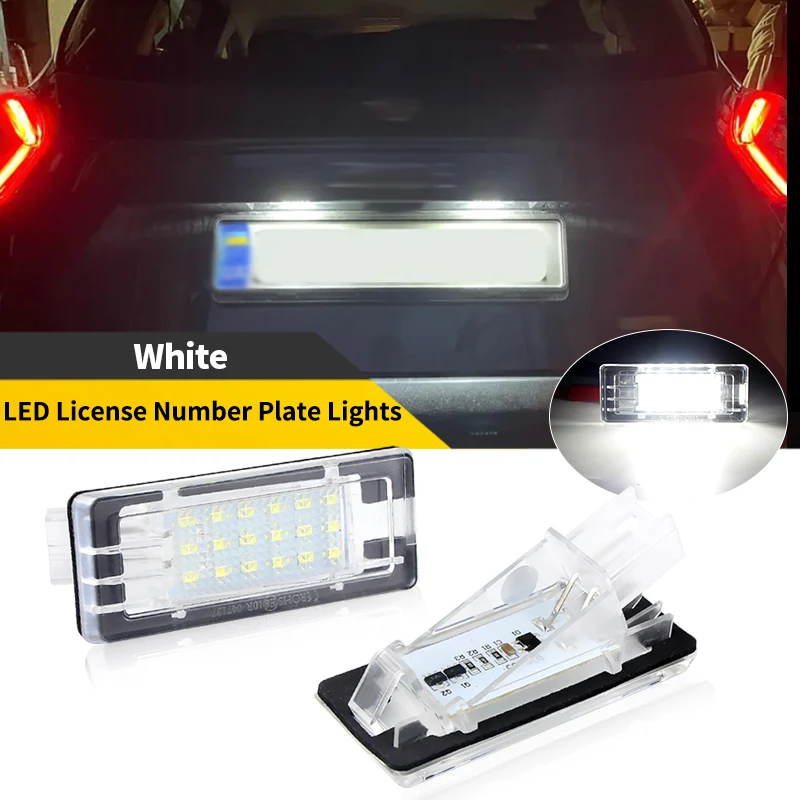 2PCS For Renault Captur Espace Fluence Scenic MK2/3/4 Latitude Laguna Modus Zoe Led License Plate Light Lamp Canbus White 6000K