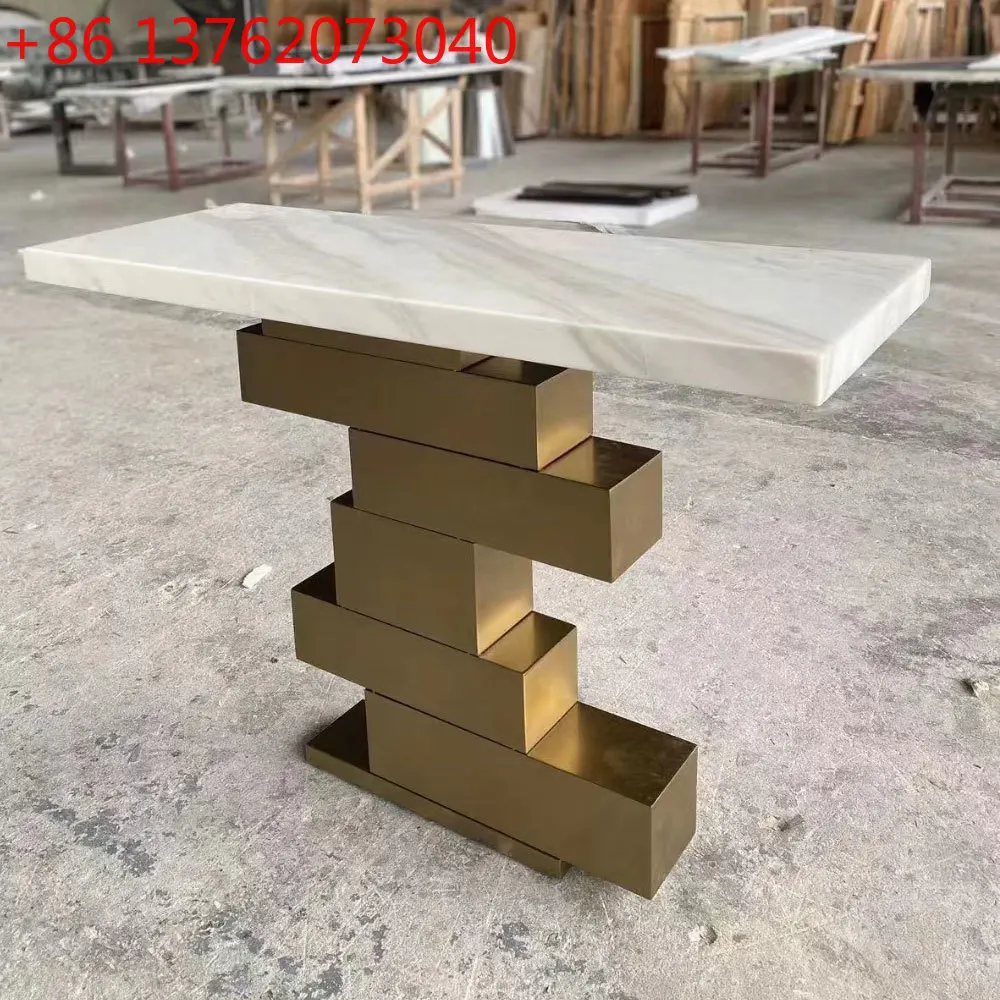 

Modern luxury fashion Stone console table hallway table elegant design Hotel Entry Decorative Porch Table