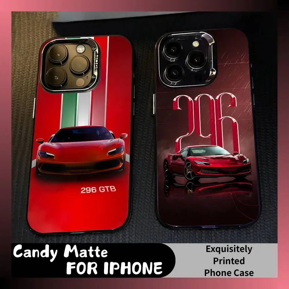

Fer 296 GTB Phone Case For iPhone 16 17 15 14 12 13 Pro Max Black Candy Matte Shockproof Cover