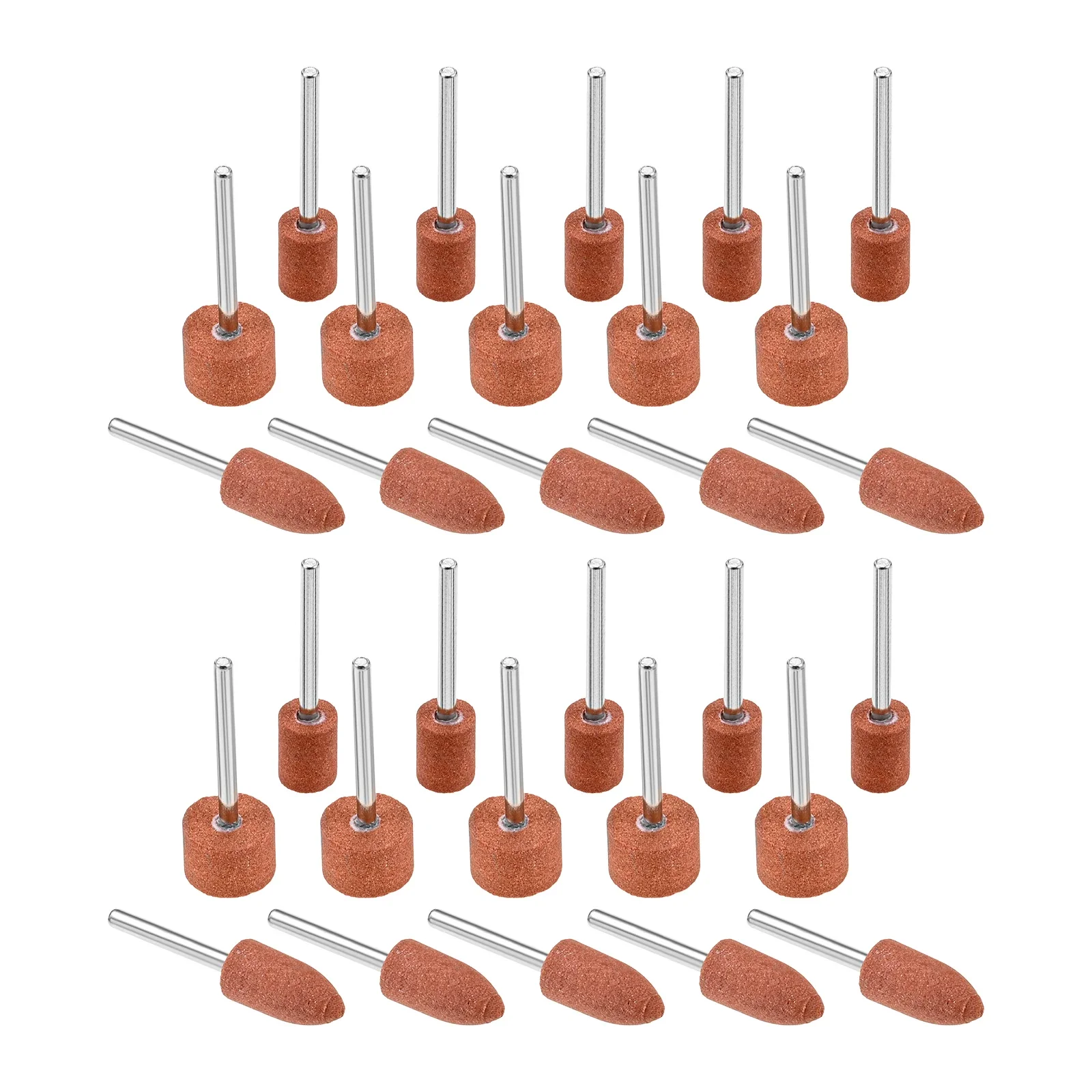 30pcs of Set 3-Shaped Aluminium Oxide Stone Sanding Drill Bits with 1/8