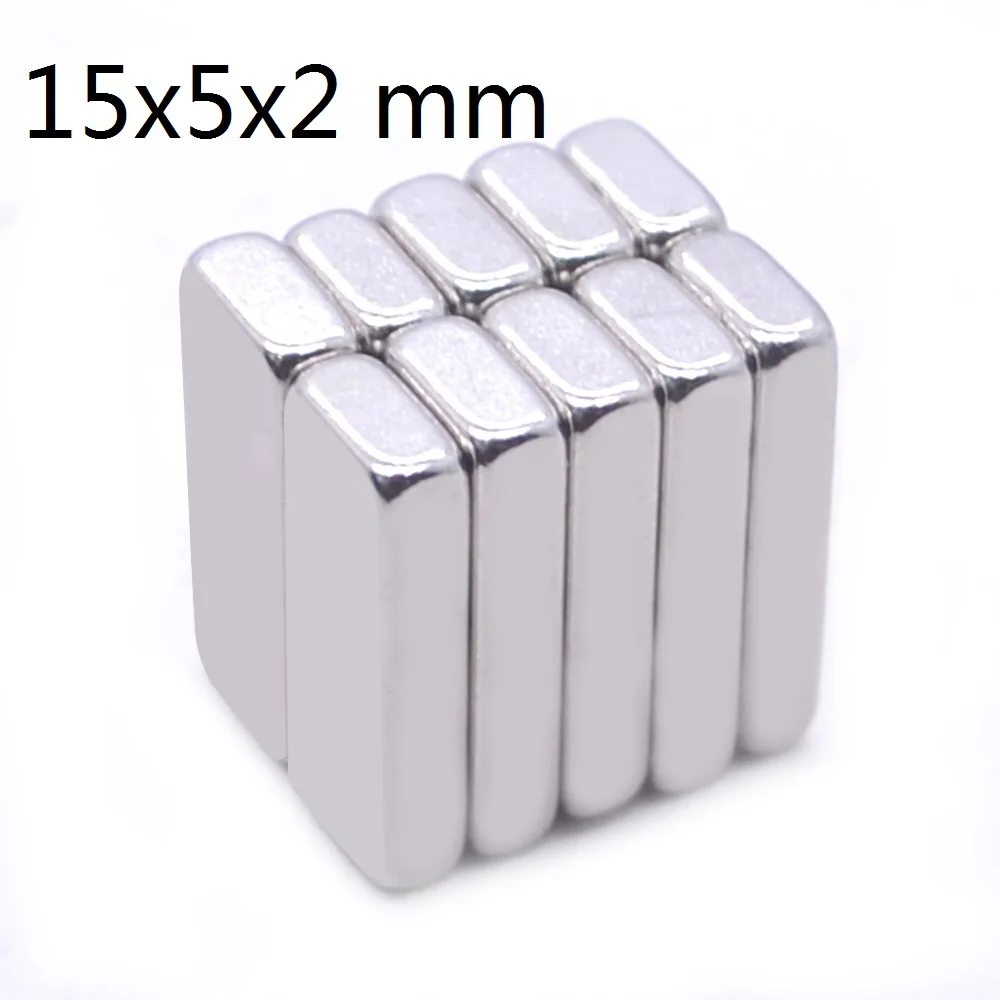 2-5000PCS 15x5x2 mm N35 Super Strong Block Neodymium Magnets Rare Earth Magnet 15mm x 5mm x 2 mm sheet magnet 15*5*2 mm imanes