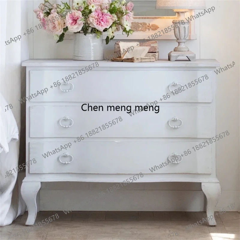 

Vintage distressed solid wood chest of drawers bedroom decorative cabinet storage drawer