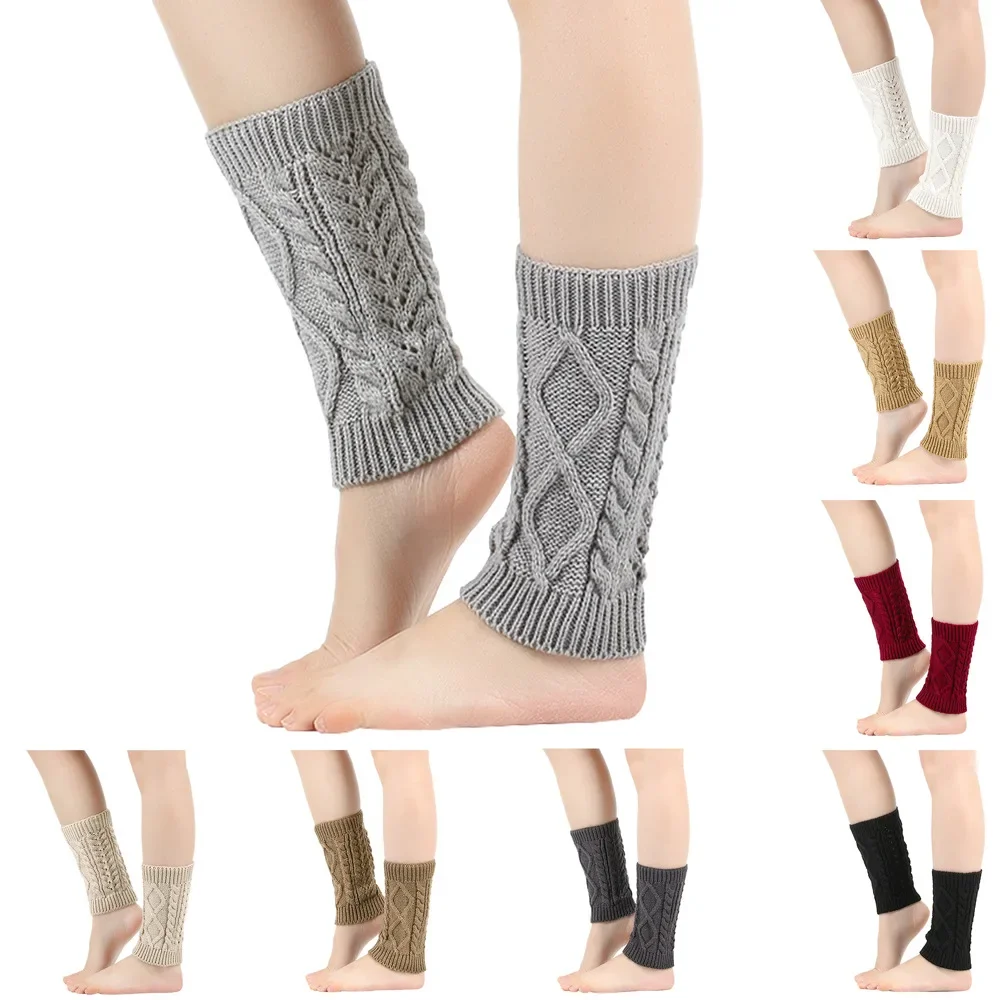 

Womens Leg Warmers Ankle Winter Warm Stretch Knitted Slouch Thermal Ladies Thick Wool Cuffs Boot Socks Female diamond Gaiter