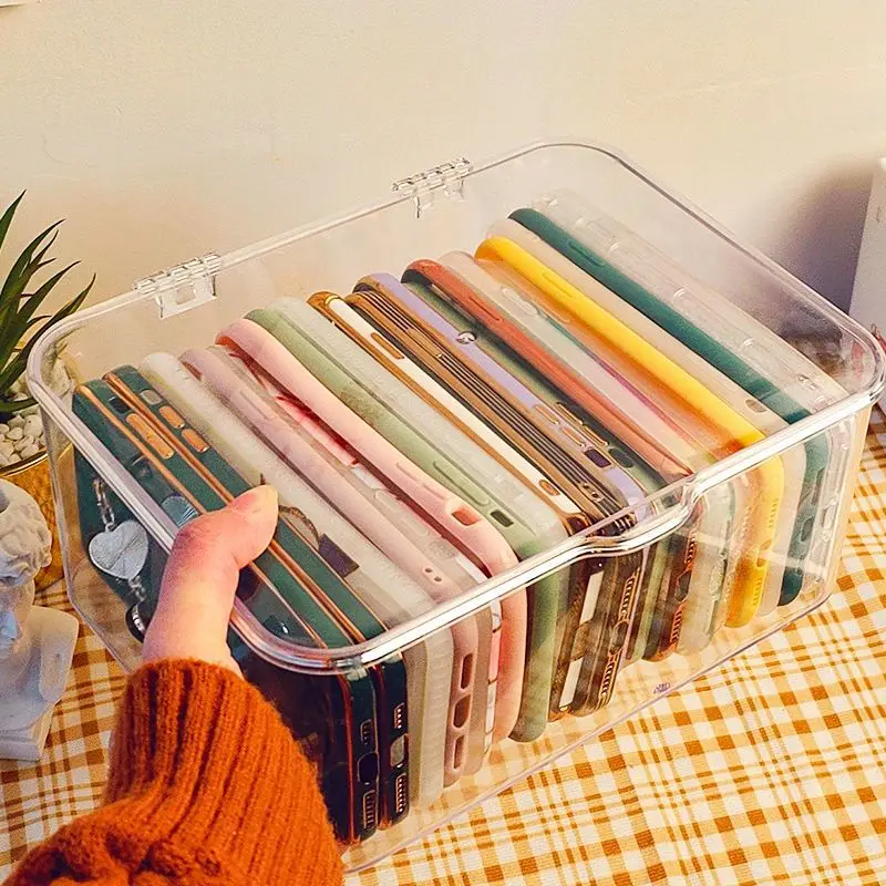 อะคริลิคร้อน Sundries ตะกร้าเก็บเคสโทรศัพท์ผู้ถือ Ins โปร่งใสเคสโทรศัพท์จัดเก็บกล่องฝาครอบ Home Desktop