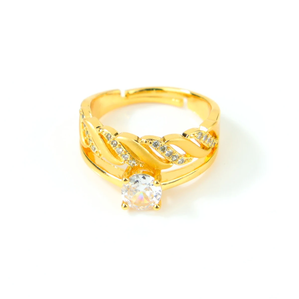 Dubai Mode Kubische Zirkonia Ringe 21k Vergoldet Arabische Braut Hochzeit Luxuriöse Paarringe Nigeria Damen Party Schmuck – Detail 15