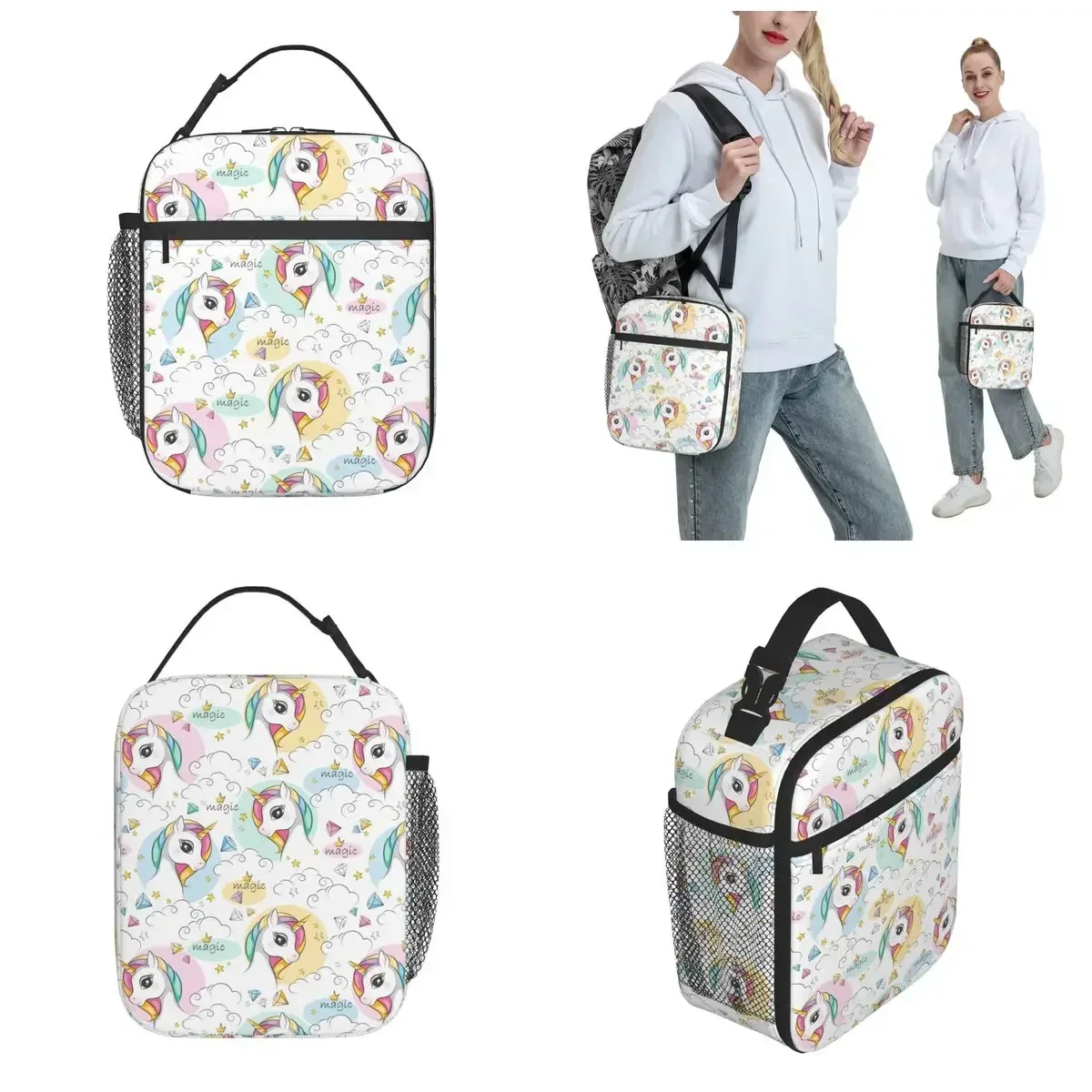 Girls Cute Insulated Lunch Bags Amazing Magic Unicorn Merch Lunch Food Box Unique Design Cooler Thermal Lunch Box For School