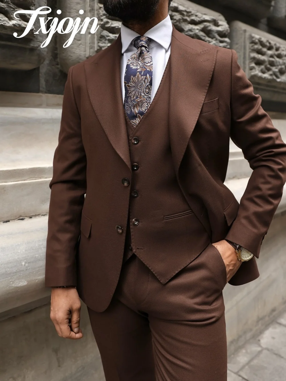 Formal Single-breasted Men Suit Set 3PCS 2025 Classic Peak Lapel Men Suit For Best Man Formal Performance Suit Trajes For Hombr - Image 3