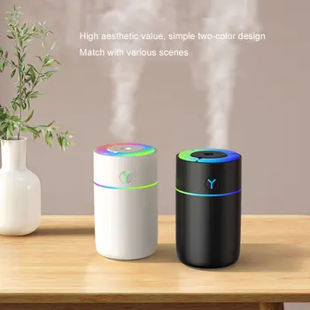 다채로운 야간 조명 공기 가습기, 휴대용 아로마 오일 디퓨저, USB 쿨 미스트 분무기, C타입, 침실, 가정, 자동차 책상, 230ml