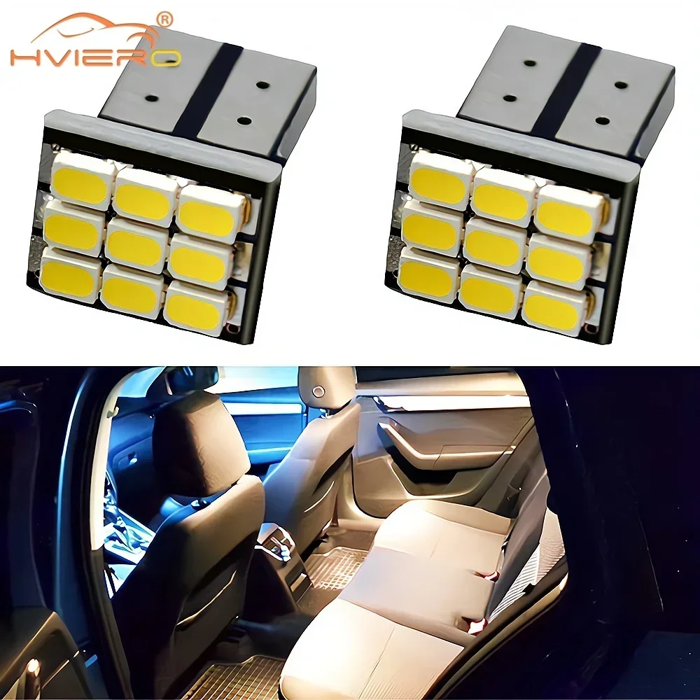 

2Pcs White T10 W5W 1206 9SMD 194 Car Marker Led Interior License Plate Light Tail Turn Signal Parking Backup Dome Reading Lamps