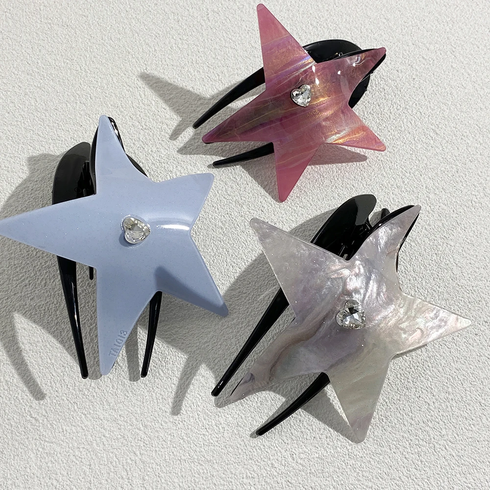 

Gradient Color Acetate Star Shape Rhinestone Hair Claw Clip For Women Girl Hyperbole Geometric Barrette Hairpin Hair Accessories