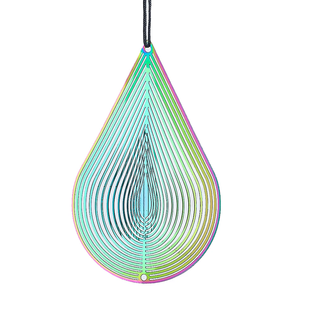 10/15MM Aurora Rainbow Laser 3D Revolve Water Droplets Metal Spinning Sequins Pendant Wind Chimes Bird Repellent Scarer Hanging