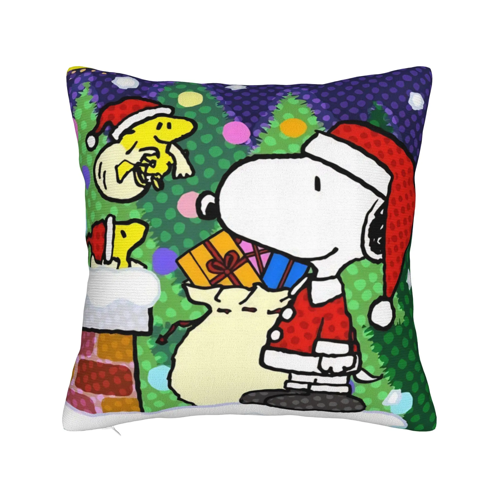 S-Snoopys Xmas  Merry Christmas Square Pillow Cases  Cushion Covers Awesome Polyester Throw Pillow Case Cover for Sofa 18