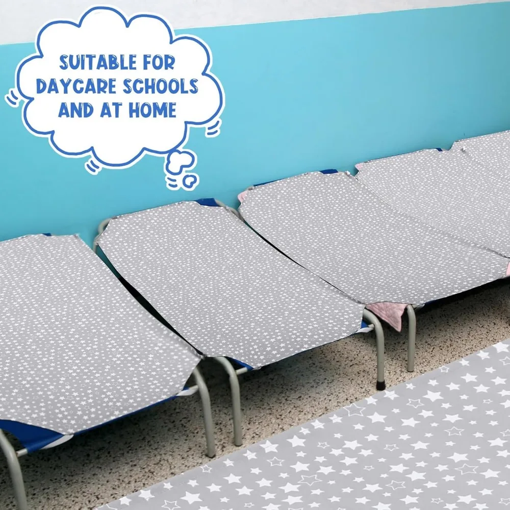 Peryiter 12 szt. Prześcieradeł na mata do zabawy, prześcieradła do łóżeczka dla przedszkolaków, standardowy rozmiar 24 x 51, wzór w gwiazdki z elastycznymi pętlami w rogach, do łóżka F