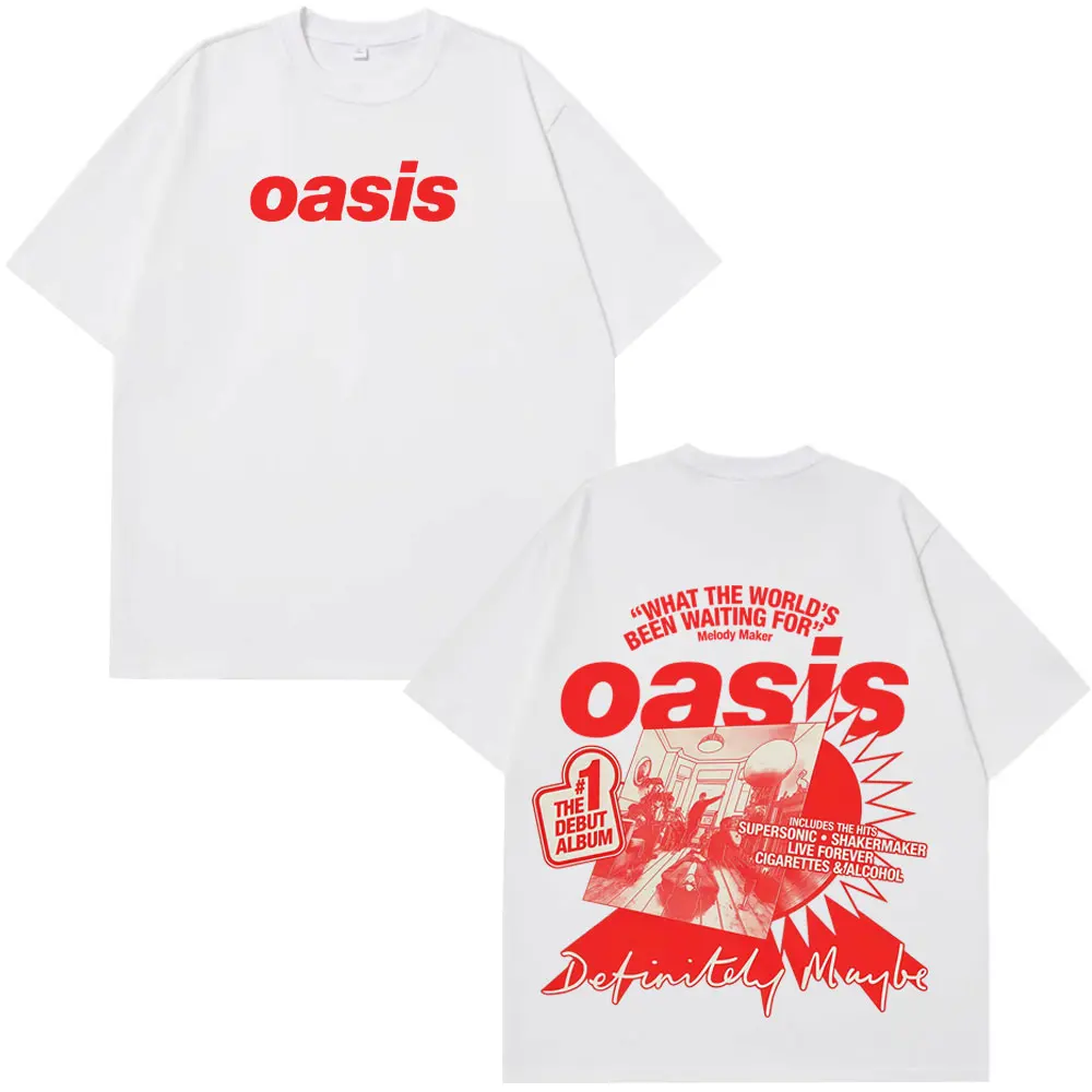Oasis Band Logo Rock Band Vintage Printed T shirt men women Cotton T-shirt Casual Short Sleeve Harajuku Punk T Shirts Streetwear