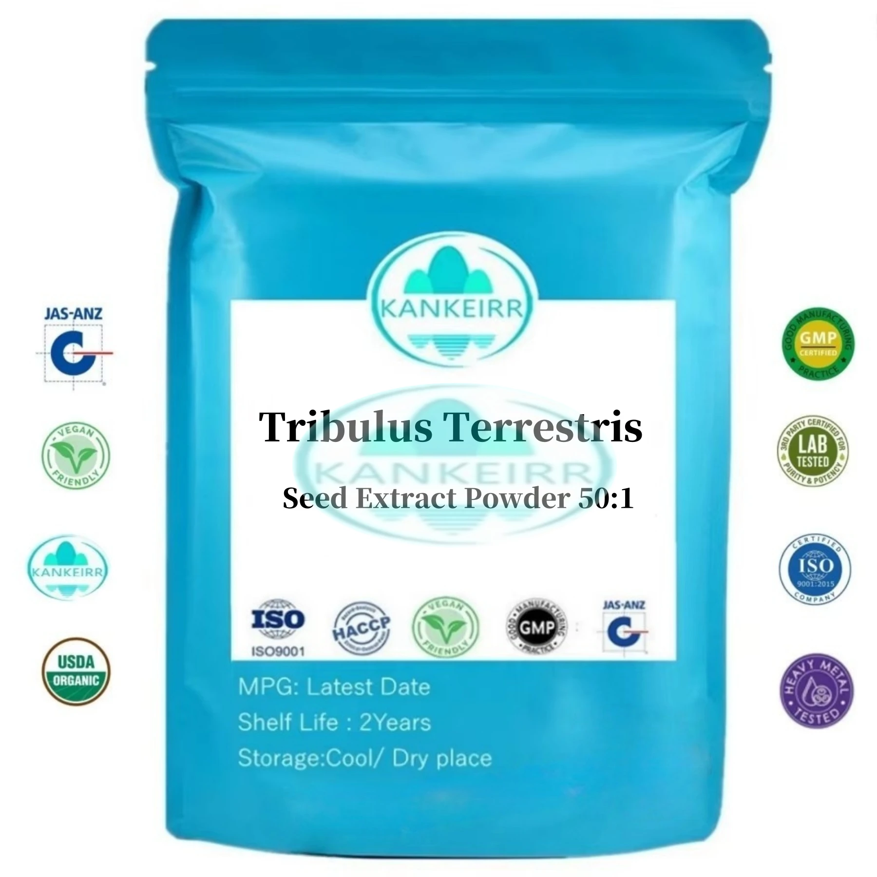 Mejor precio Paquete de bolsa de papel de aluminio, extracto de Tribulus Terrestris en polvo 50:1, bolsa de plástico de doble cubierta para distribuidores globales