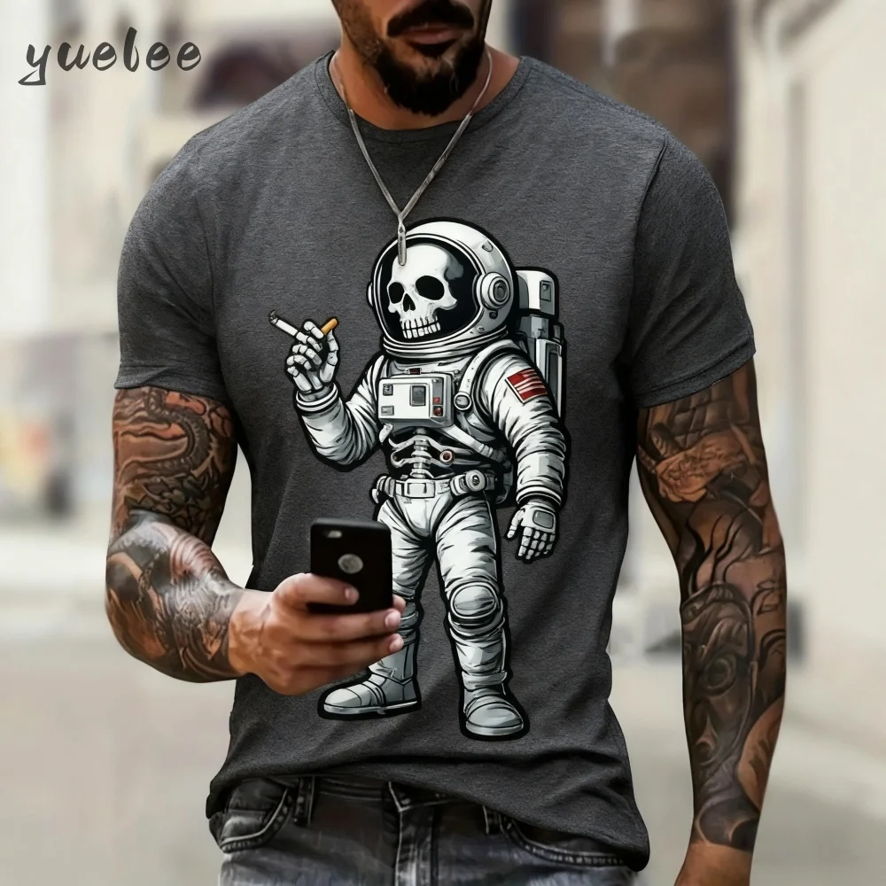 

Мужская футболка с принтом черепа, винтажный топ с 3D принтом и короткими рукавами, модные футболки большого размера, дышащая мужская уличная одежда