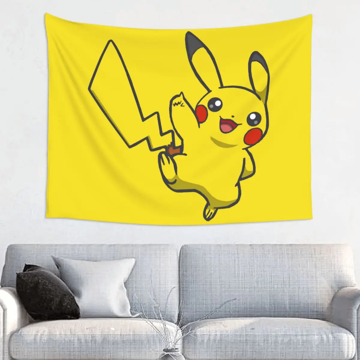 Customized P-Pikachus Cartoon Tapestry Hippie Room Decor Tapestries Wall Hanging for Living Room Home Decoration