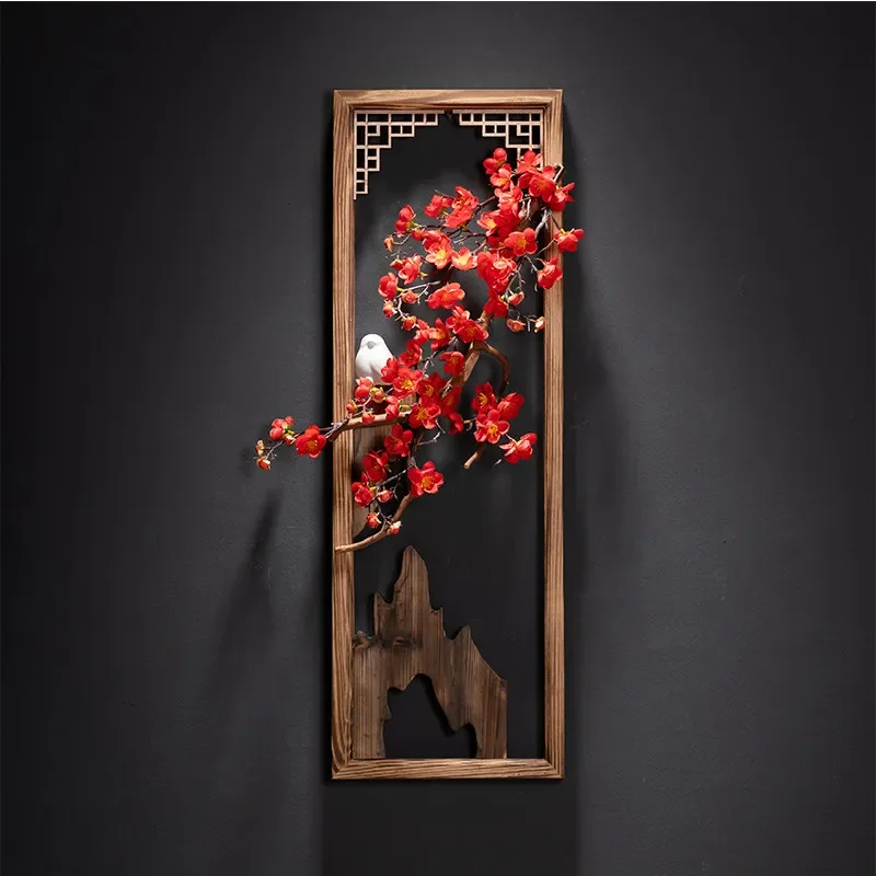 Entrance tea room, living room background wall decoration pendant, three-dimensional simulation welcome pine wall decoration