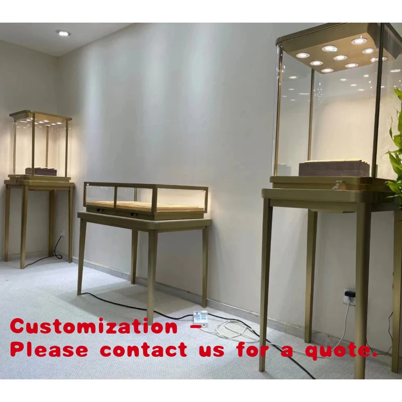 

custom.Luxury Modern Stainless Steel and Glass Jewelry Showcase Display Cabinet Customized Mall Usage