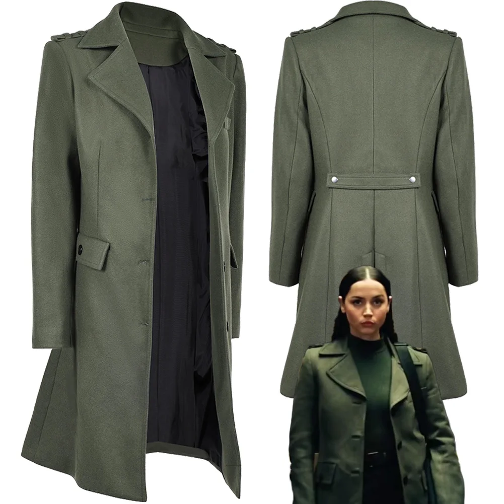 

Rooney Cosplay Coat Costume 2025 Movie From the World of John Wick Ballerina Roleplay Grayish Green Windbreaker Halloween Party