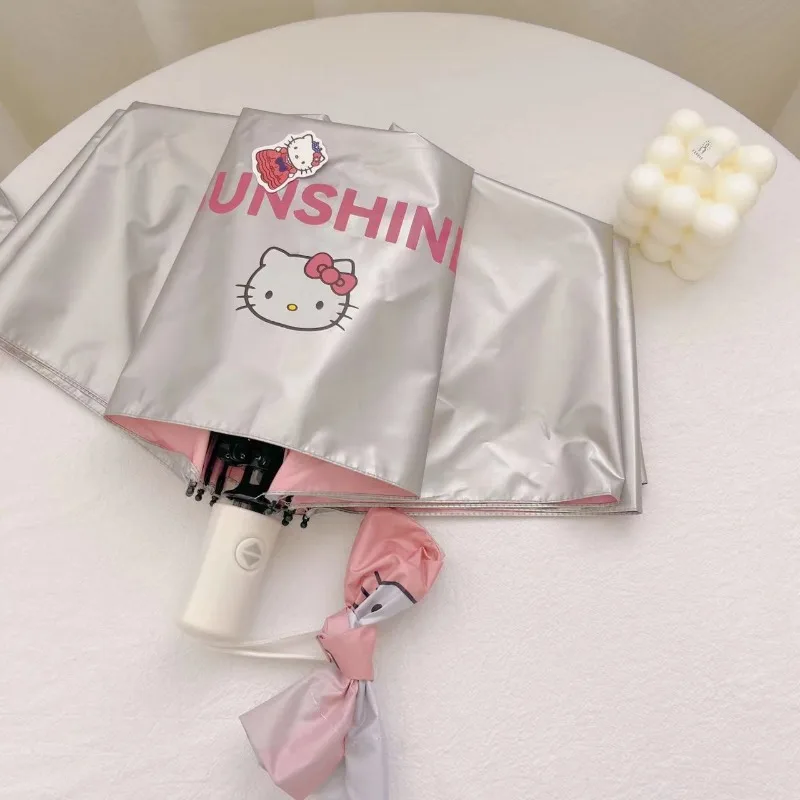 

Hello Kitty Fully Automatic Sun Umbrella with Sun Protection Durability and Dual-purpose Umbrella for Both Rain and Sunshine