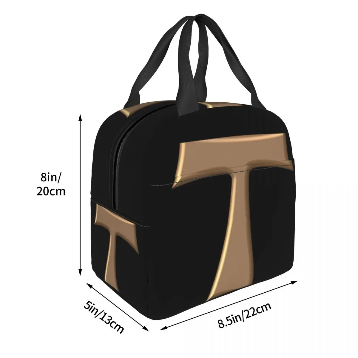 Copper Look Franciscan Tau Cross Lunch Bags Insulated Bento Box Lunch Tote Resuable Picnic Bags for Woman Student Travel