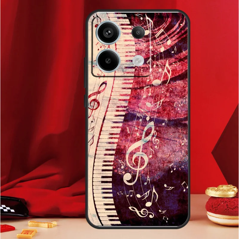 피아노 키 Xiaomi Redmi Note 13 Pro 12 10 9 8 11 Pro 12S 11S 10S 9S 10A 9C 10C 12C 13C 용 뮤지컬 전화 케이스