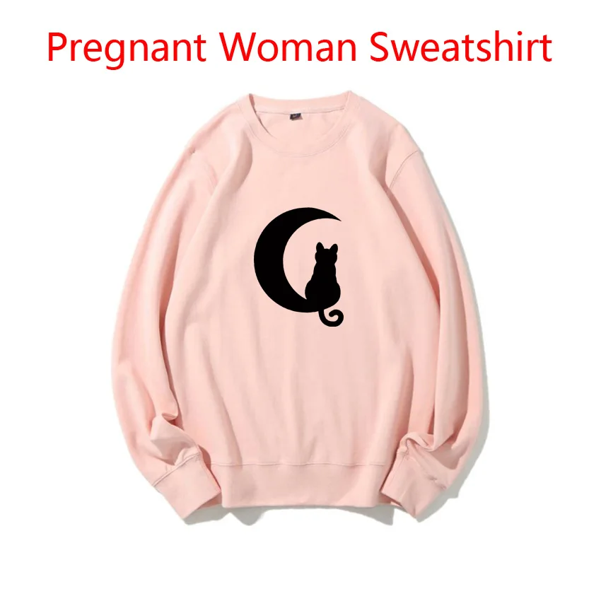 

Month Cat Print Pullover Maternity Woman Sweatshirt Backing Fashion Korean Version Pregnant Woman Sweaters Idea Cool DIY Customi