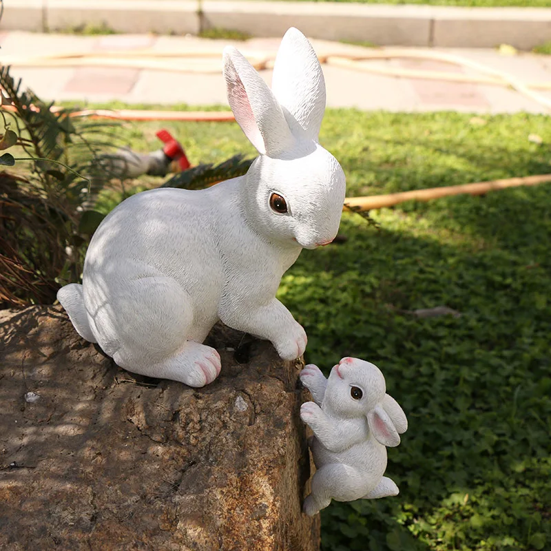 Whimsical Easter Bunny Family Statue-Rustic Resin Garden &Tabletop Decor, Perfect for Spring Ambiance