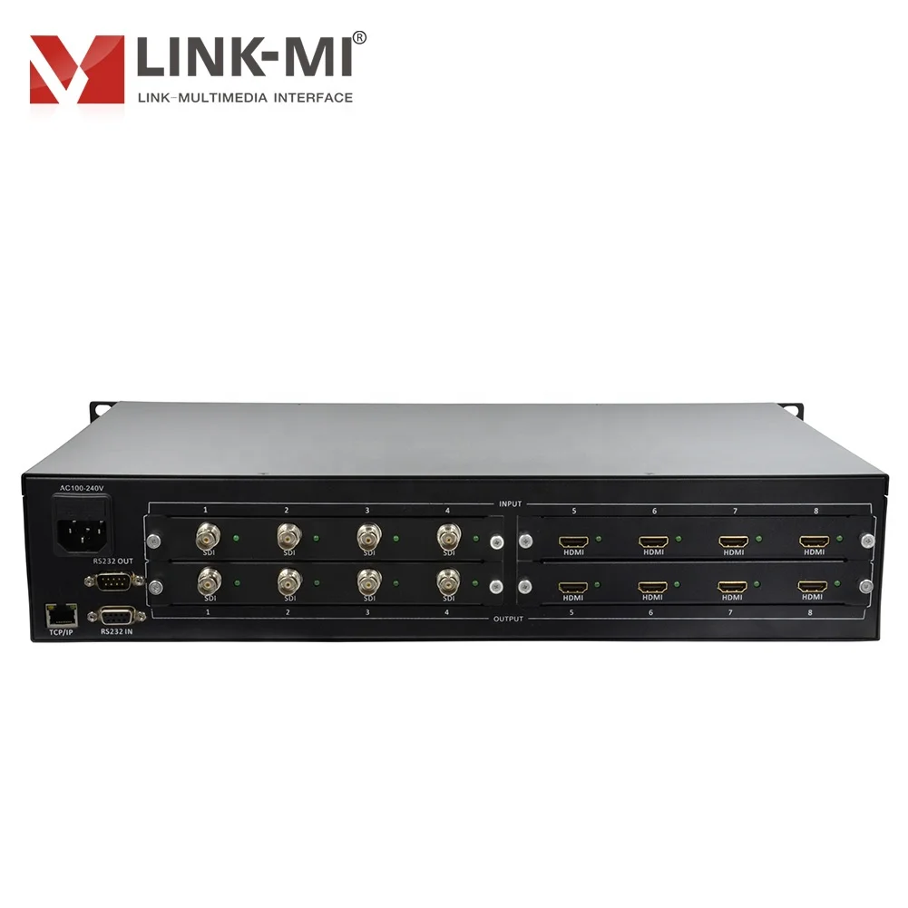 8x8 ハイブリッド マトリックス スイッチャー システム 4K30Hz 金属構造 オプションの HDMI/DVI/VGA/SDI 入力/出力 EDID IR