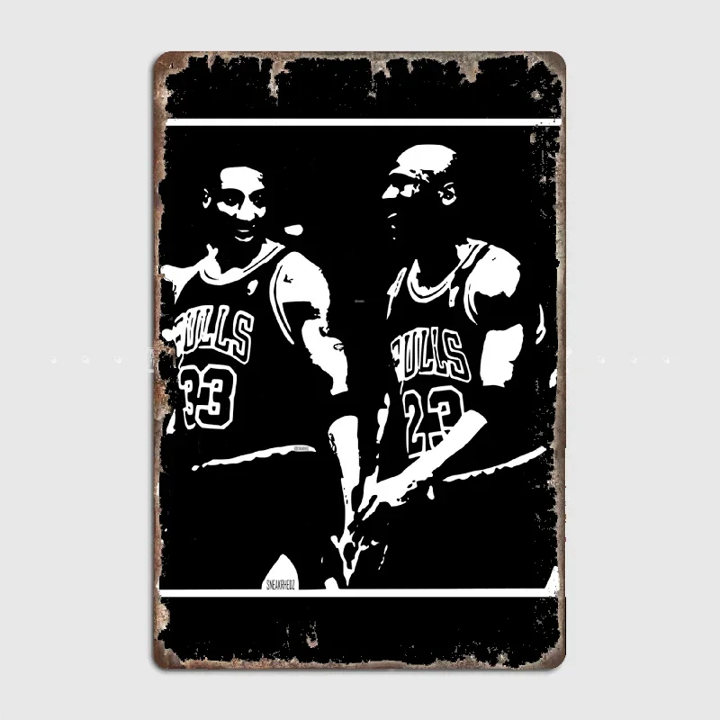 MJ & Scottie Duo Cl Metal Tin Sign Truck Indoor and Outdoor Home Bar Coffee Kitchen Wall Decoration