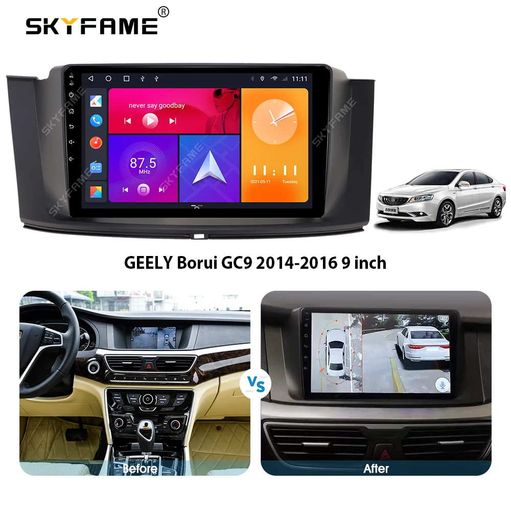 SKYFAME-Adaptador de Fascia para marco de coche, Kit de Panel de montaje para tablero de Radio Android para Geely Borui GC9
