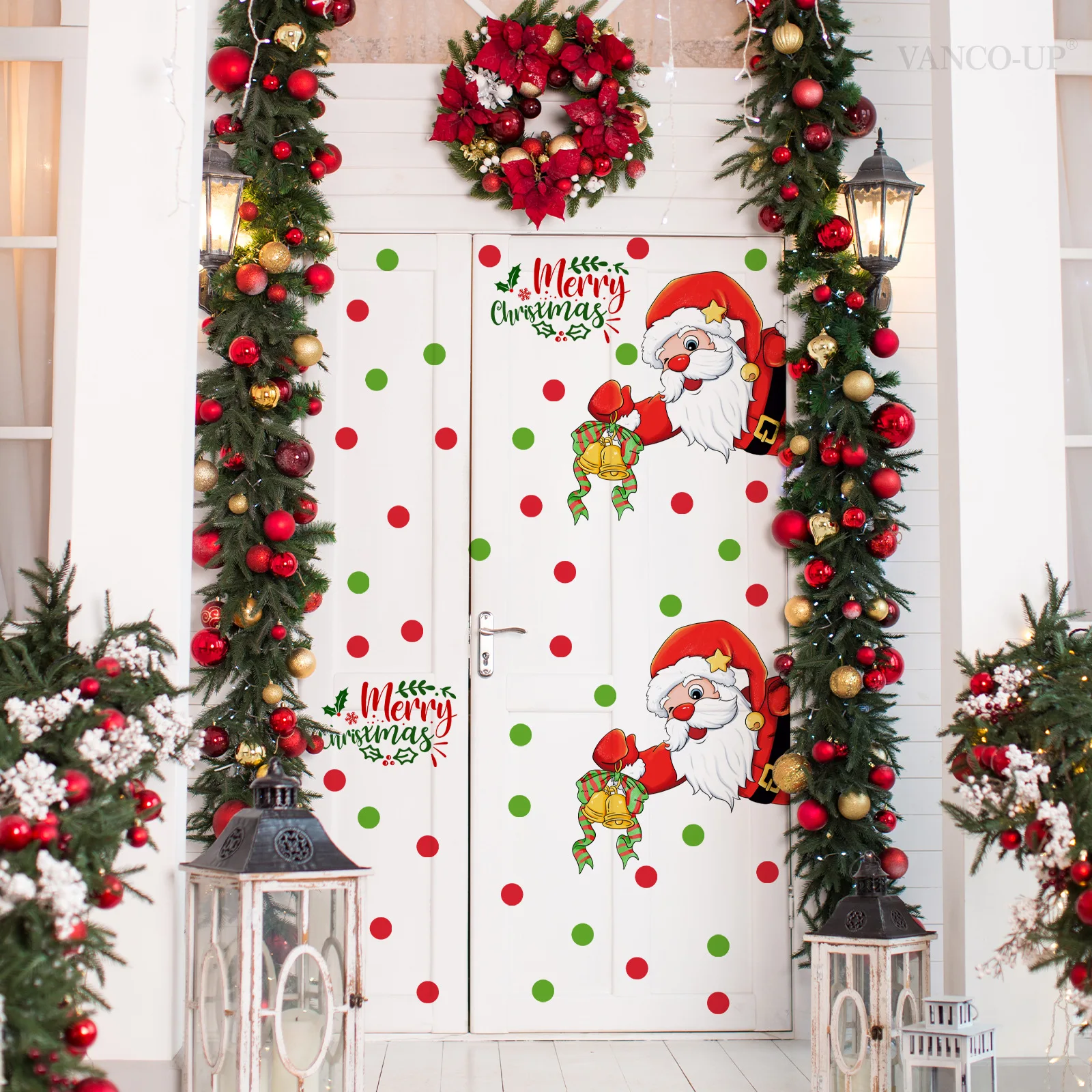 

Merry Christmas Santa Decals - Creative Gift Box & Letter Stickers for Holiday Home Decor