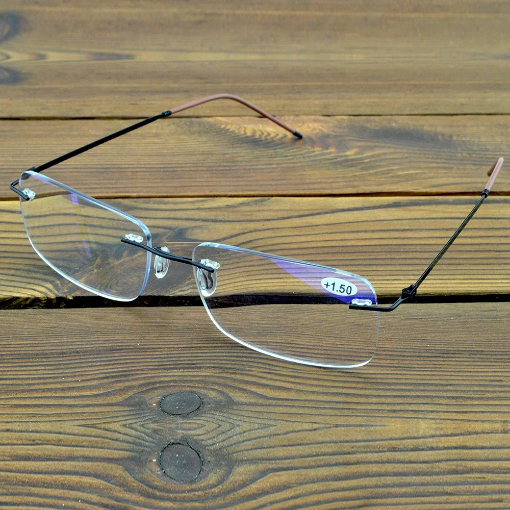 Rimless Titanium Alloy Spectacles 12-layer Coating Progressive Multifocal Lenses See Near N Far Reading Glasses Men +0.75 to +4