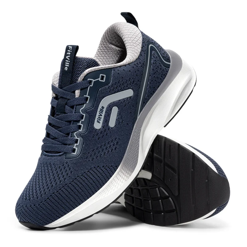 FitVille Mens Wide Fit Trainers Lightweight Sneakers Arch Support Lightweight, Breathable For Man Gym Fitness Jogging Walking
