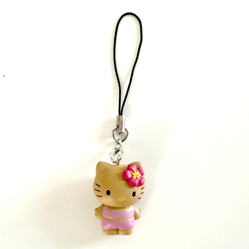 هاواي حولا القط الهاتف المحمول قلادة الديكور Kawaii اليابانية خمر القرش المفاتيح قلادة لطيف هدية بيكيني القط قلادة