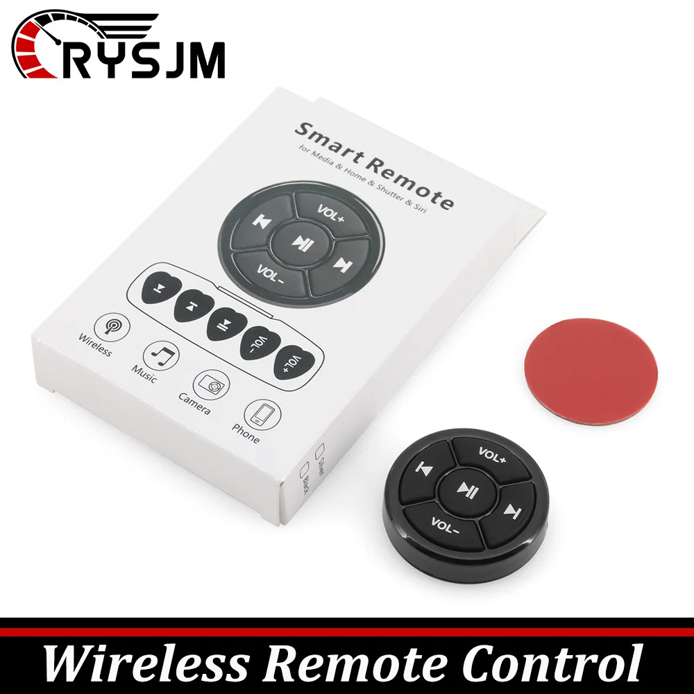 SS Bluetooth-compatible Car Steering Wheel Control Button Car Smart Remote Music Player  Volume Adjuster 5 Keys for Android IOS