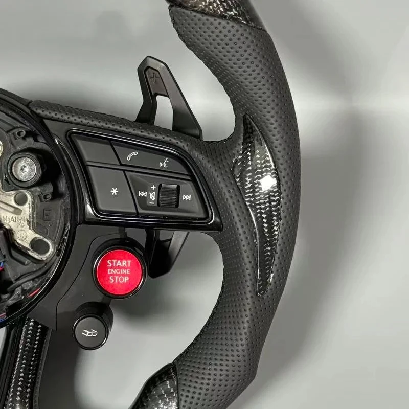 

Руль из карбона для Audi A3, A4, A5, A6 C7, A7, Q3, Q5, Q7 4L, SQ5, SQ8, TT, TTRS, R8 B8, B9 с кнопкой запуска и выбором режима вождения
