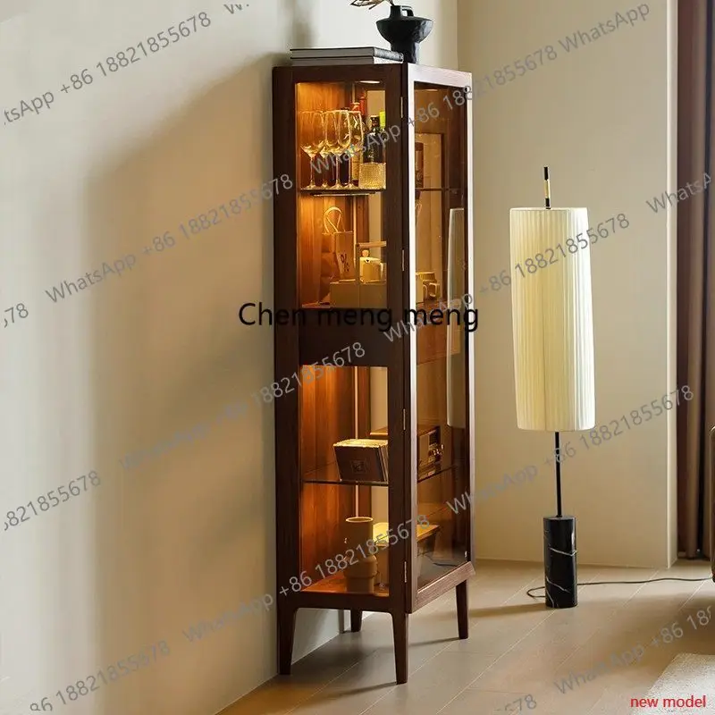 

North American Walnut Wine Cabinet Solid Wood Durable Glass Wine Cabinet Light Luxury Artist Bar Furniture
