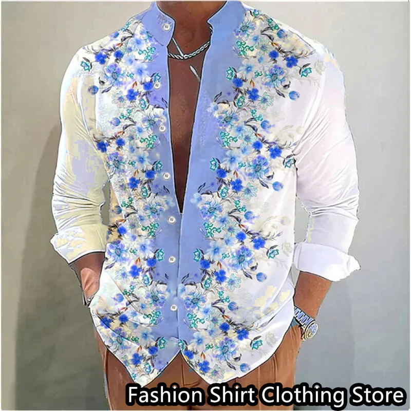 Men's shirt casual long -sleeved shirt 3D printed high -definition pattern shirt daily shopping fashion designer oversized size