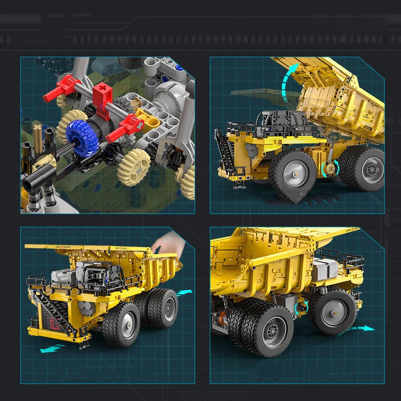 Bloques de construcción con Control remoto de Radio técnica, 2,4 ghz, escala 1:12, vehículo de ingeniería, camión volquete de minería, juguetes Rc de ladrillo para regalos