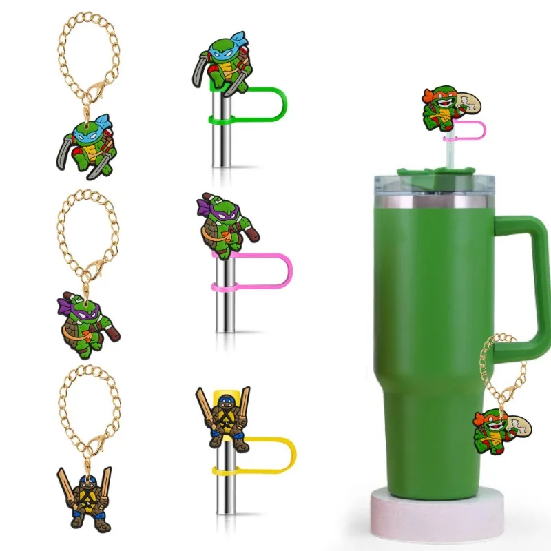 2PCS TMNT Teenage Mutant Ninja Turtles Straw Covers for Stanley Tumbler Cups Accessories Silicone Drinking Dust Cap Straw Tips