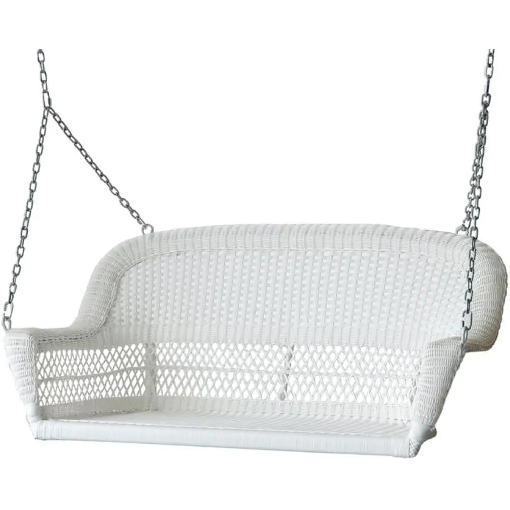 

White Porch Swing Crafted from Resin Wicker