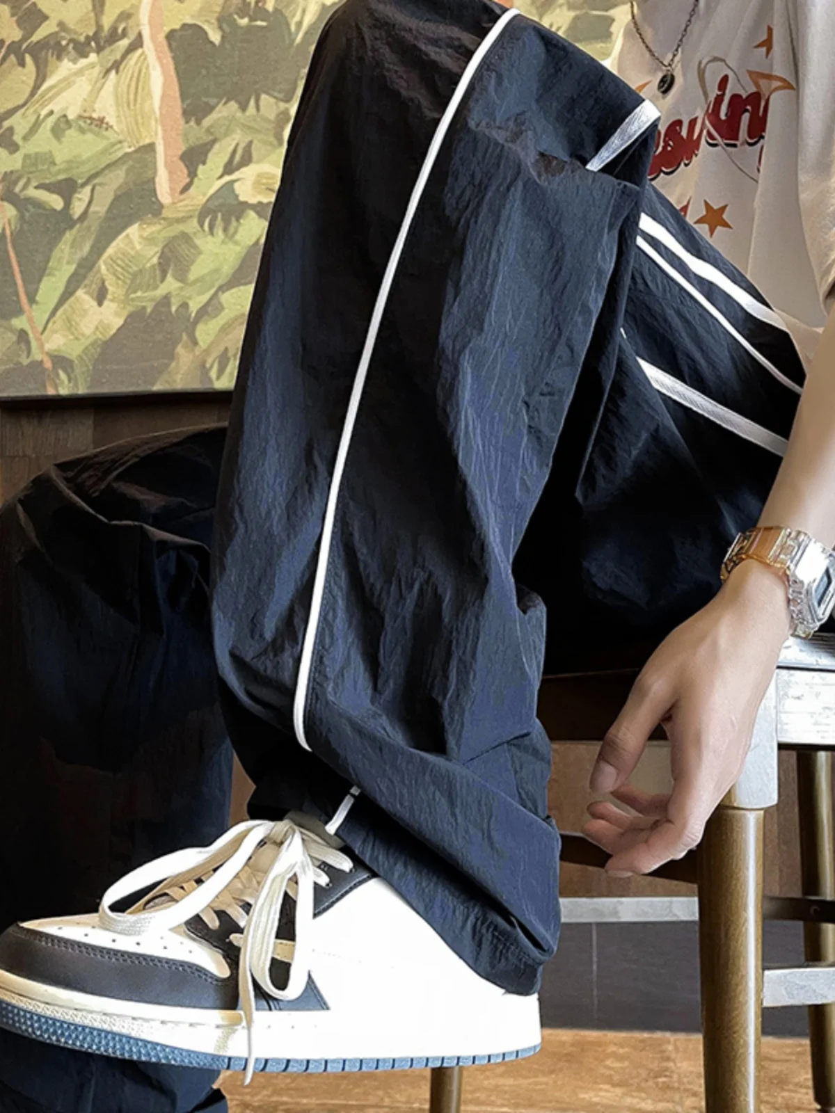 

Summer Thin Straight Leg Casual Pants Men's Folded Cool Qui Dry Sports Trendy Brand Student Versatile Japanese Sle Ice Si...