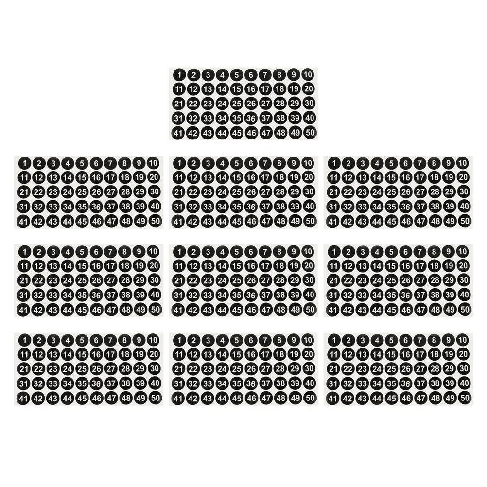 

10 Sheets Self Adhesive Round Number Stickers Waterproof Labels Storage Box Classification Mailbox Number Marker Stickers