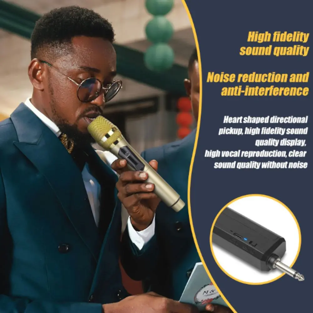

Rechargeable Wireless Microphone High Quality LED Display Handheld Microphone Anti Howling Power Switch
